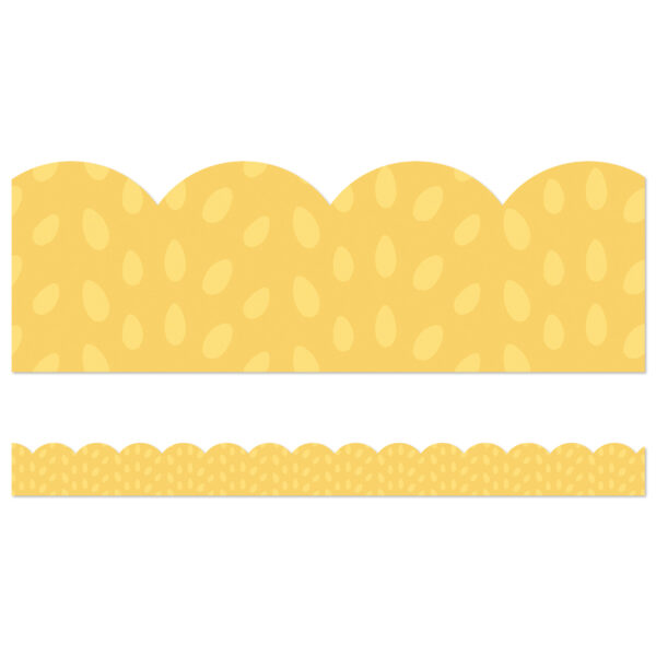 Grow Together Yellow with Painted Dots Scalloped Borders, 39 Feet Per Pack, 6 Packs