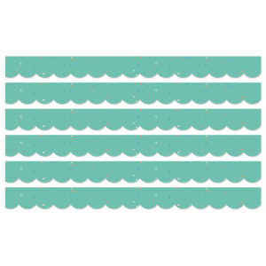 We Belong Speckled Teal Scalloped Borders Per Pack, 39 Feet Per Pack, 6 Packs