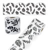 White with Black Leaves Rolled Scalloped Borders, 65 Feet Per Roll, Pack of 3