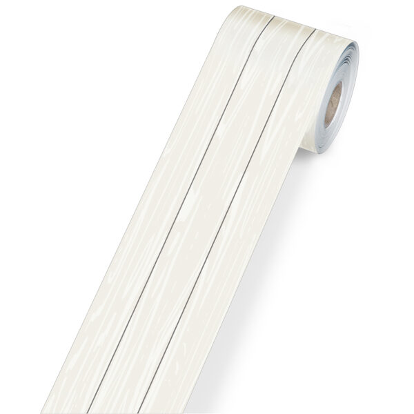 White Wood Grain Rolled Straight Borders, 65 Feet Per Roll, Pack of 3