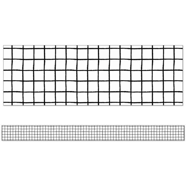 Creatively Inspired Black & White Grid Straight Borders, 36 Feet Per Pack, 6 Packs