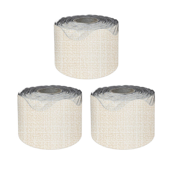 Linen Rolled Scalloped Borders, 65 Feet Per Roll, Pack of 3