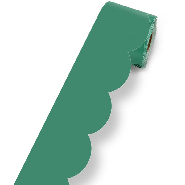 Grow Together Jade Green Rolled Scalloped Bulletin Board Borders, 65 Feet Per Roll, Pack of 3