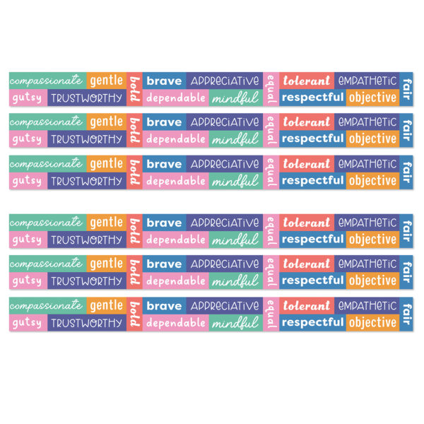 We Stick Together Positive Words Straight Bulletin Board Borders, 36 Feet Per Pack, 6 Packs