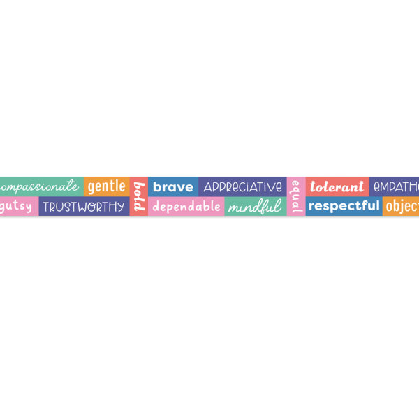 We Stick Together Positive Words Straight Bulletin Board Borders, 36 Feet Per Pack, 6 Packs