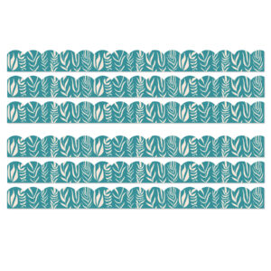 True to You Teal with Leaves Scalloped Bulletin Board Borders, 39 Feet Per Pack, 6 Packs