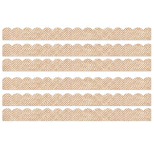 True to You Woven Bamboo Scalloped Bulletin Board Borders, 39 Feet Per Pack, 6 Packs