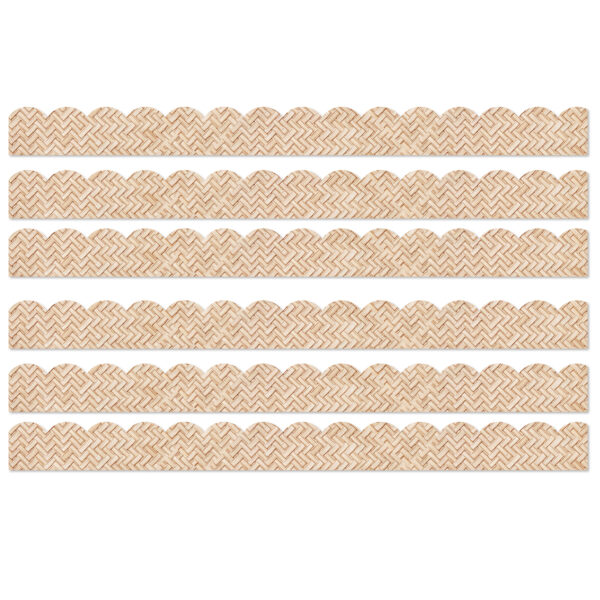 True to You Woven Bamboo Scalloped Bulletin Board Borders, 39 Feet Per Pack, 6 Packs