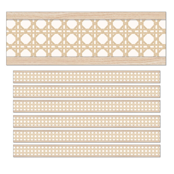 True to You Woven Cane Straight Bulletin Board Borders, 36 Feet Per Pack, 6 Packs