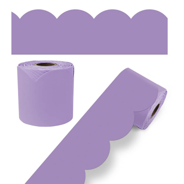 Rolled Scalloped Bulletin Board Border, Lilac, 65 Feet, Pack of 3