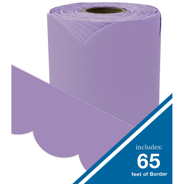 Rolled Scalloped Bulletin Board Border, Lilac, 65 Feet, Pack of 3