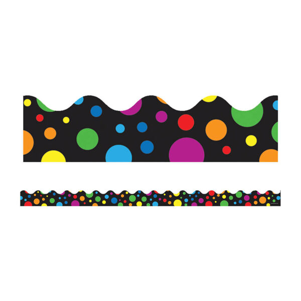 Big Rainbow Dots Scalloped Border, 39 Feet Per Pack, 6 Packs