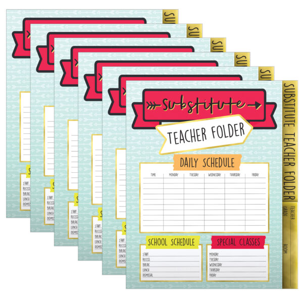 Aim High Substitute Teacher Folder, Grade PK-8, Pack of 6