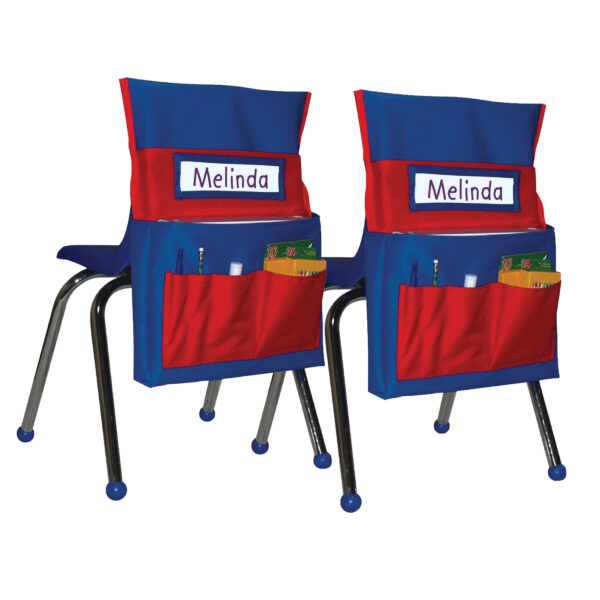 Chairback Buddy Pocket Chart, Blue-Red, Pack of 2