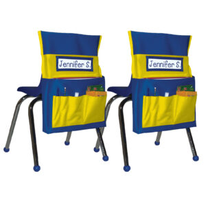 Chairback Buddy Pocket Chart, Blue-Yellow, Pack of 2