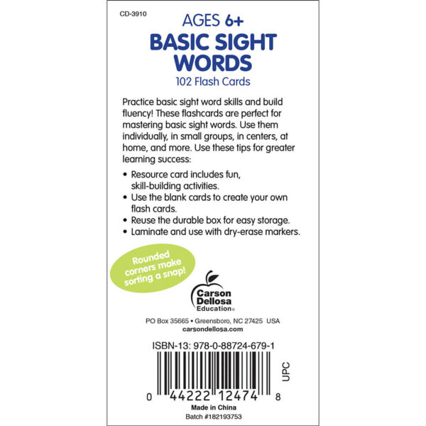 Basic Sight Words Flash Cards, 3 Packs