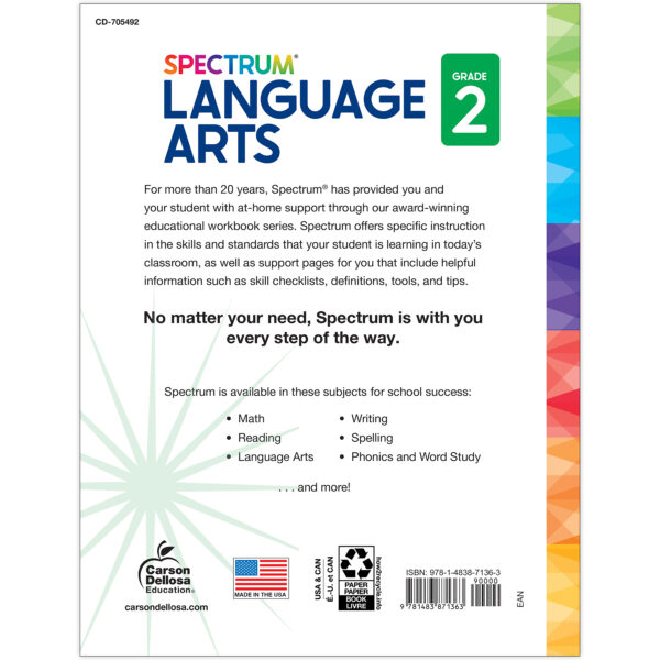 Spectrum Language Arts Workbook, Grade 2