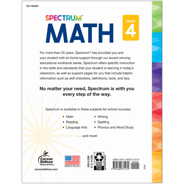 Spectrum Math Workbook, Grade 4