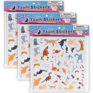 Foam Stickers - Cats - 160 Per Pack - 3 Packs