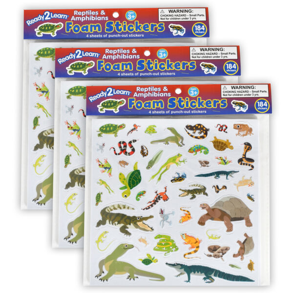 Foam Stickers - Reptiles and Amphibians - 184 Per Pack - 3 Packs