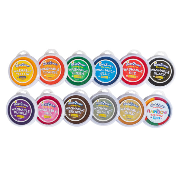 Jumbo Circular Washable Stamp Pads - Craft - Set of 12 Colors - 5.75" dia.