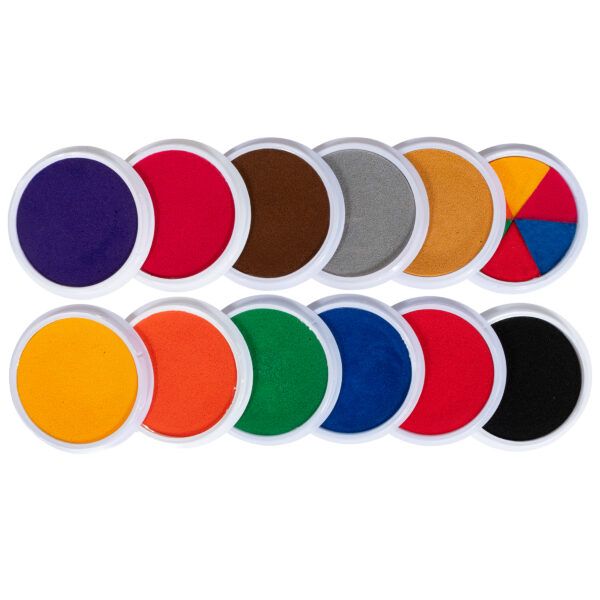 Jumbo Circular Washable Stamp Pads - Craft - Set of 12 Colors - 5.75" dia.