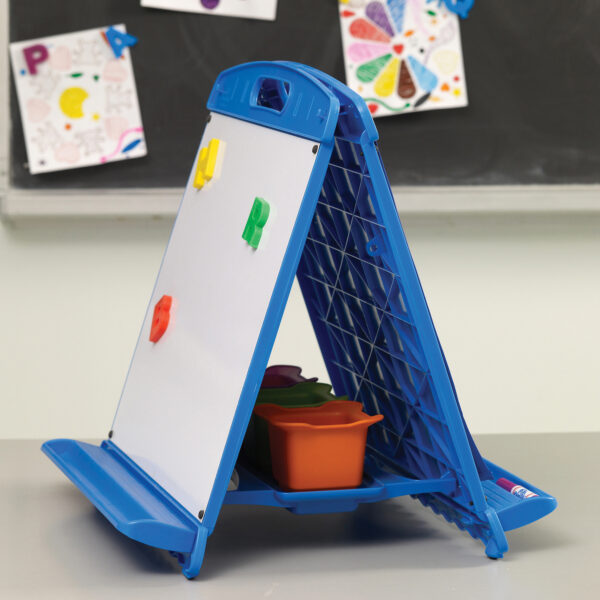 Tabletop Easel with Dry Erase Boards, Pocket Chart, and Storage Tubs