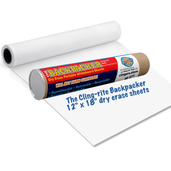 Backpacker Cling-rite Roll, 12" x 18" Perforated Sheets, 30 Dry-Erase Sheets