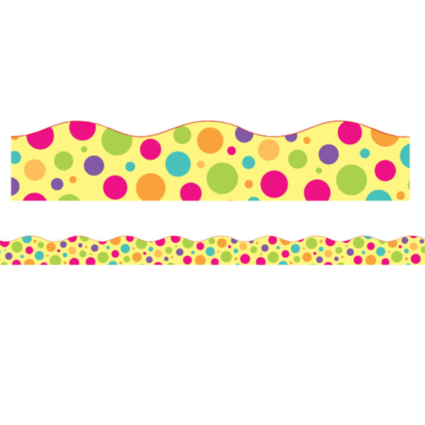 Borders-Trims, Magnetic, Scallop Cut - 1-1-2" x 24", Colorful Dot Theme, 24' per Pack, 2 Packs