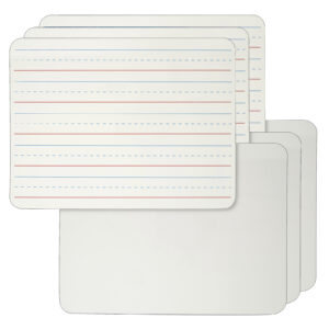 Dry Erase Board, 2-Sided Lined-Plain, 9" x 12", Pack of 6