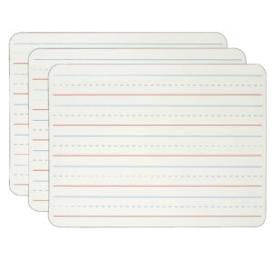 Dry Erase Board, Two Sided Magnetic, Plain-Lined, Pack of 3