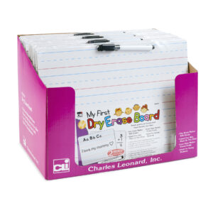 "My First" Dry Erase Board with Marker-Eraser, Two-Sided Plain-Lined, White, Pack of 12