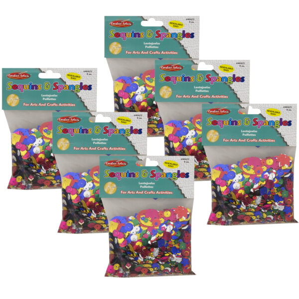 Glittering Sequins with Spangles, 4 oz Per Pack, 6 Packs