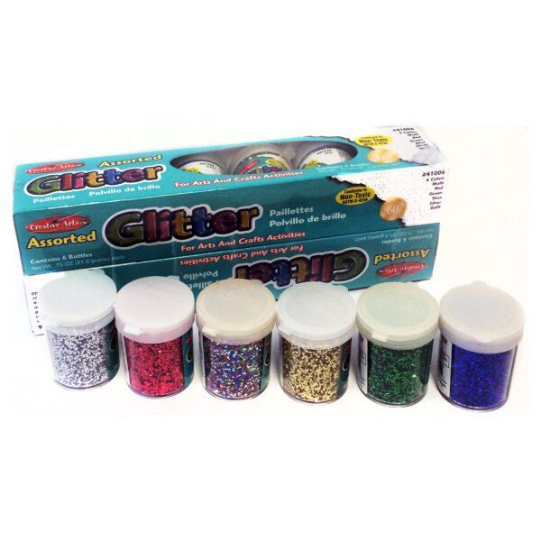 Creative Arts by Charles Leonard Glitter, Assorted Colors, .75 oz. Shakers, Pack of 12