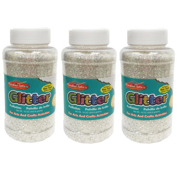 Creative Arts Glitter, 1 lb. Bottle, Iridescent, Pack of 3