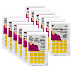 Color Coding Labels, 3-4", Yellow, 1000 Per Pack, 12 Packs