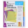 Index Dividers, 5-Tab, Assorted Colors, 5 Per Pack, 12 Packs