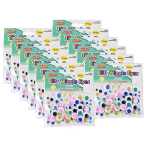 Creative Arts Wiggle Eyes, Round, Assorted Sizes & Colors, 100 Per Pack, 12 Packs