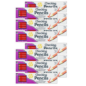 Checking Pencil with Eraser, Red, 12 Per Box, 12 Boxes