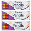 Primary Pencil, 0.41", Red with Eraser, 12 Per Box, 3 Boxes