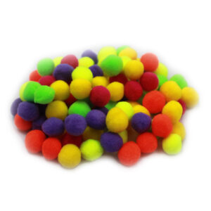 Pom-Poms, 1-2", Hot Colors, 100 Per Pack, 12 Packs