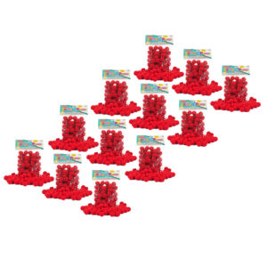 Pom-Poms 1", Red, 50 Per Pack, 12 Packs