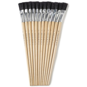 Creative Arts Flat Easel Brushes, 3-4" Bristle, Black, 12 Per Pack, 2 Packs