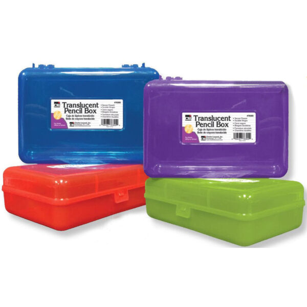 Translucent Pencil Boxes, Assorted Colors, Pack of 12