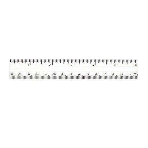 Plastic Ruler, 6", Inches-Metric, Clear, Pack of 48