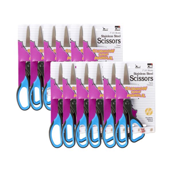 Cushion Grip 7" Scissors, Straight, Pack of 12