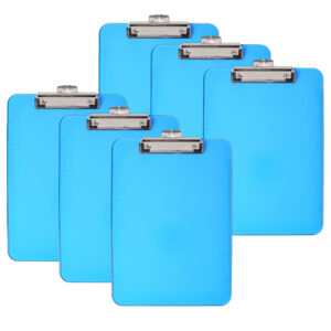 Plastic Clipboard, Letter, Neon Blue, Pack of 6