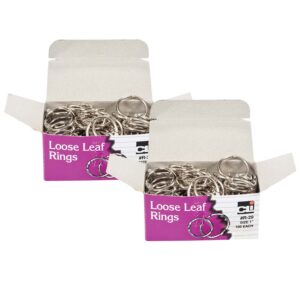 Loose Leaf Book Rings, 1" Diameter, 100 Per Box, 2 Boxes