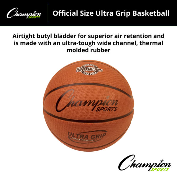 Ultra Grip Rubber Basketball with Bladder, Official Size 7