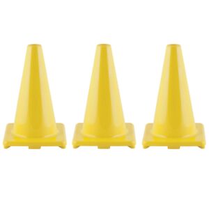 Hi-Visibility Flexible Vinyl Cone, 12", Yellow, Pack of 3